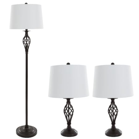 Hastings Home Table Lamps and Floor Lamp Set of 3, Spiral Cage Design (3 LED Bulbs included) by Hastings Home 827789KZA